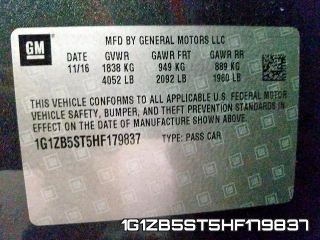 1G1ZB5ST5HF179837 фото 2