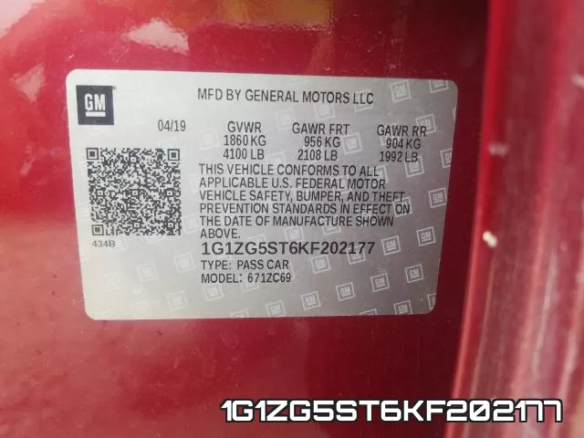 1G1ZG5ST6KF202177 фото 2