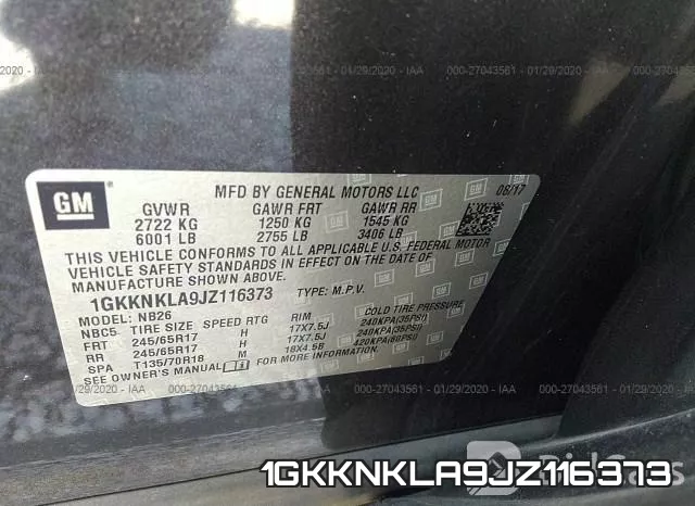1GKKNKLA9JZ116373 фото 10