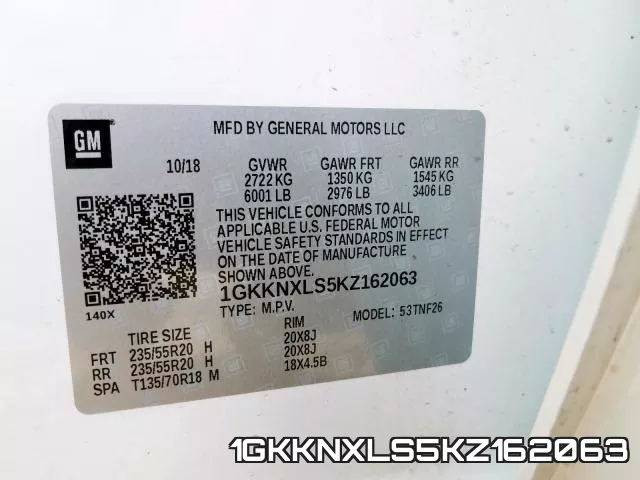 1GKKNXLS5KZ162063 фото 2