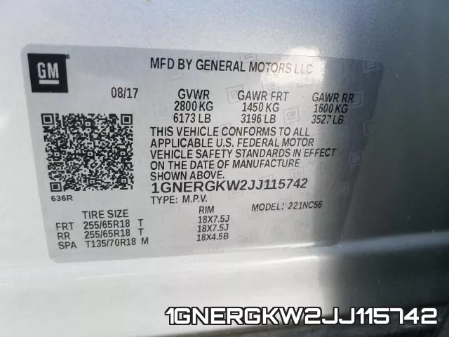 1GNERGKW2JJ115742 фото 2
