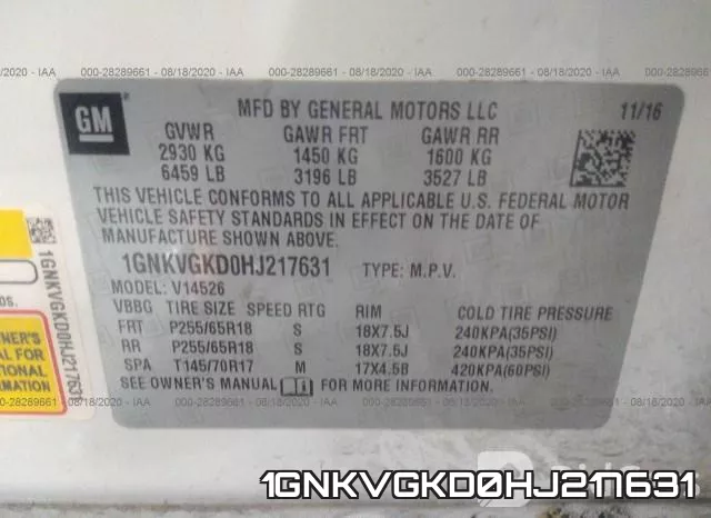1GNKVGKD0HJ217631 фото 10