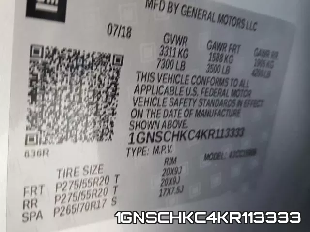 1GNSCHKC4KR113333 фото 2
