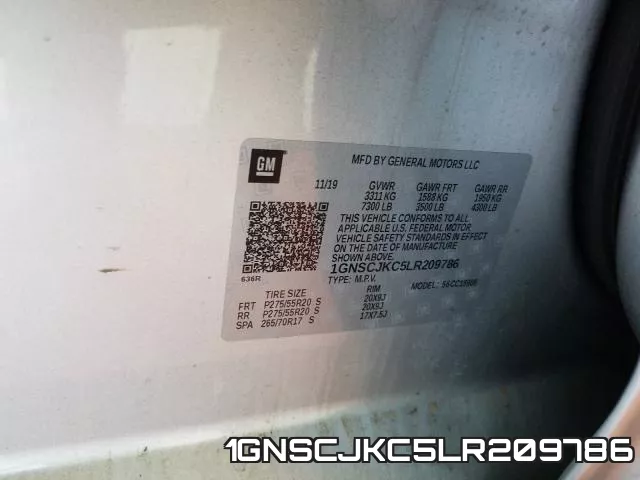 1GNSCJKC5LR209786 фото 2