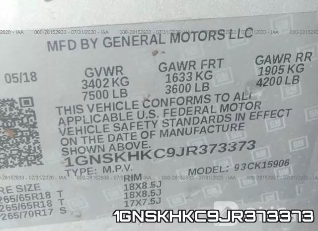 1GNSKHKC9JR373373 фото 10