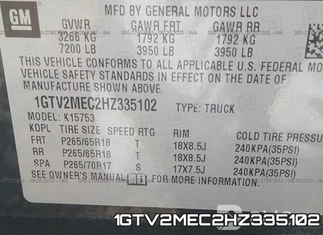1GTV2MEC2HZ335102 фото 10
