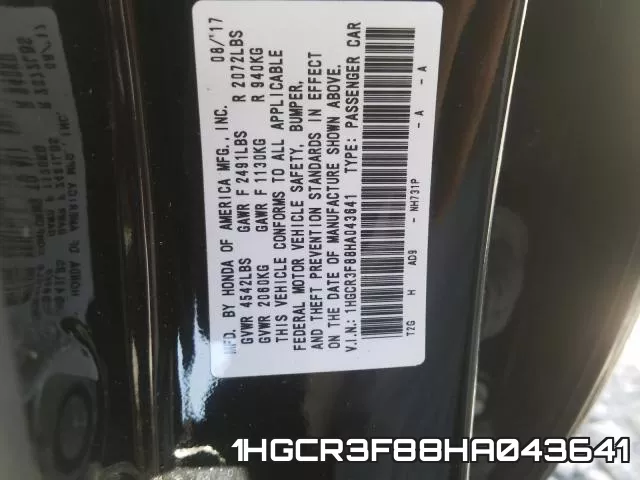 1HGCR3F88HA043641 фото 2
