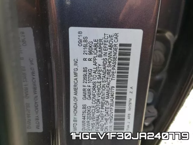 1HGCV1F30JA240779 фото 2