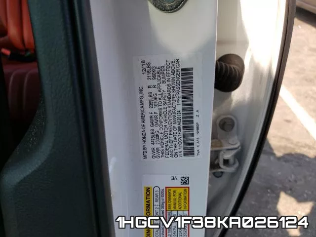 1HGCV1F38KA026124 фото 2