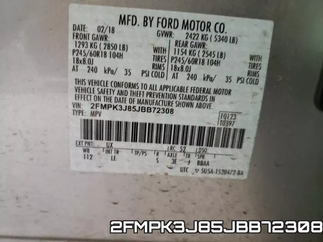 2FMPK3J85JBB72308 фото 2