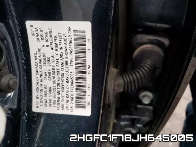 2HGFC1F78JH645005 фото 7