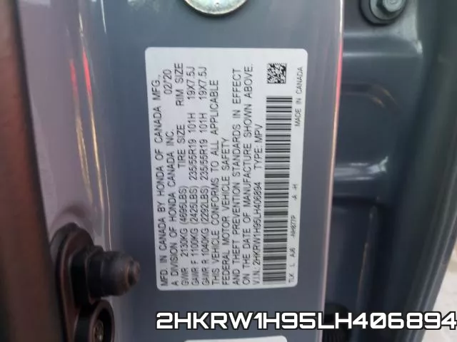 2HKRW1H95LH406894 фото 2