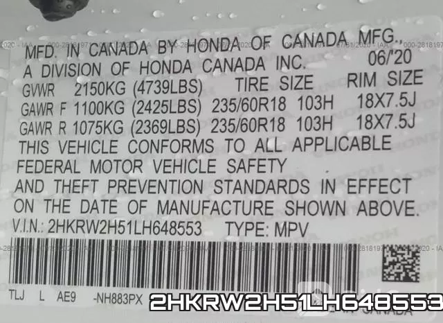 2HKRW2H51LH648553 фото 10
