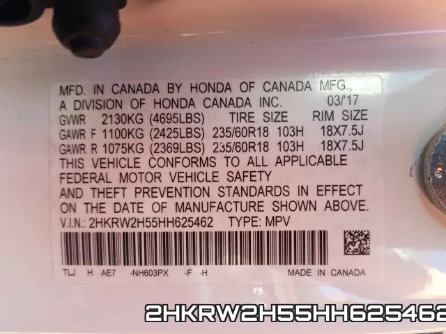 2HKRW2H55HH625462 фото 2