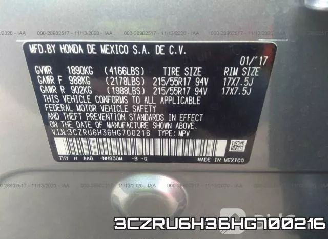 3CZRU6H36HG700216 фото 10