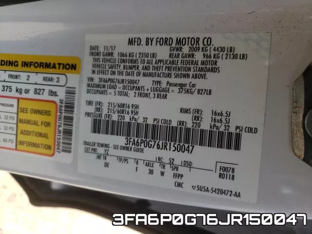 3FA6P0G76JR150047 фото 2