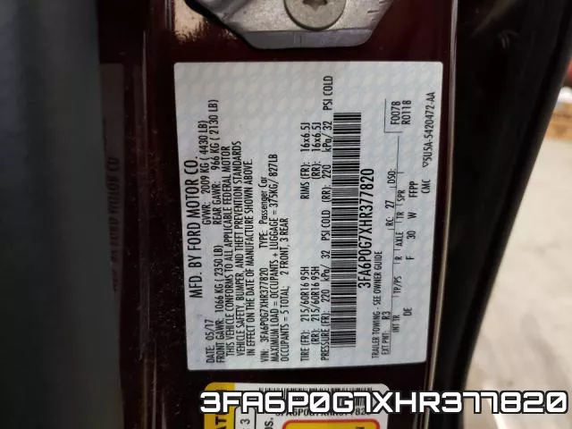 3FA6P0G7XHR377820 фото 2