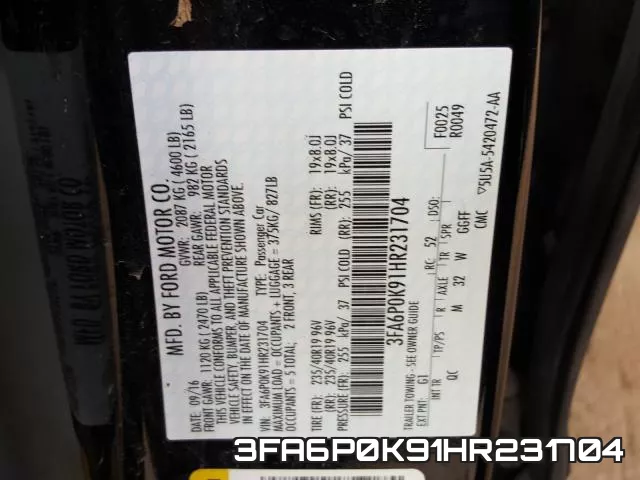 3FA6P0K91HR231704 фото 2