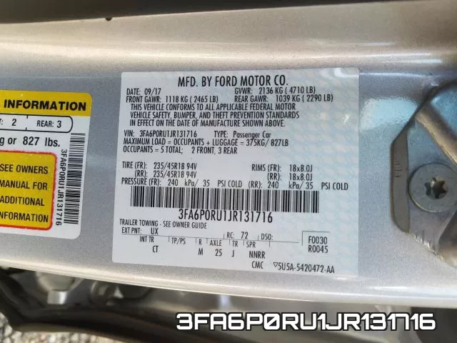 3FA6P0RU1JR131716 фото 2