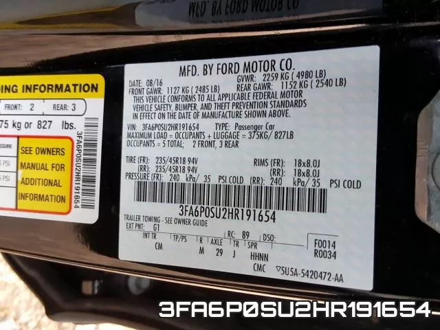 3FA6P0SU2HR191654 фото 2