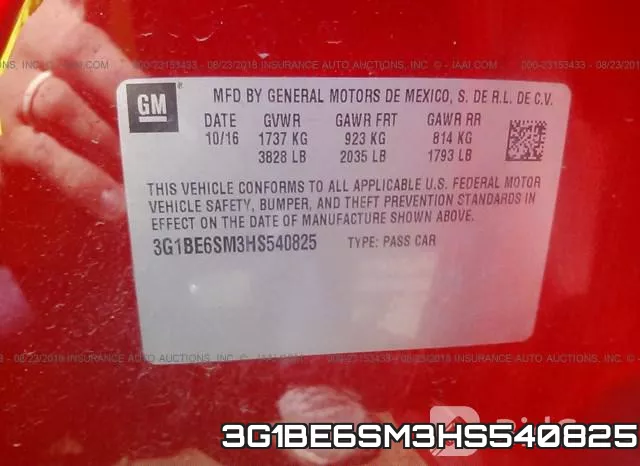 3G1BE6SM3HS540825 фото 10