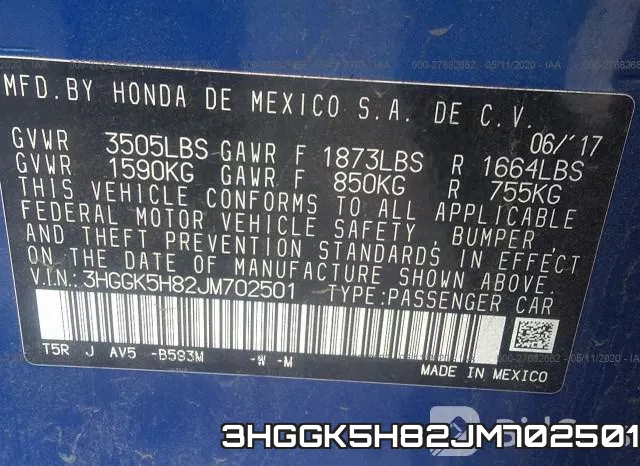 3HGGK5H82JM702501 фото 10