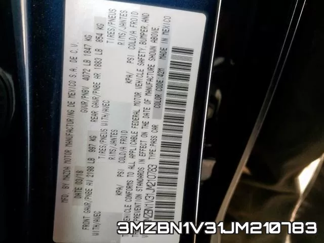3MZBN1V31JM210783 фото 2