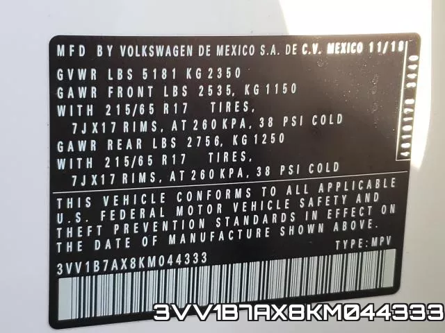3VV1B7AX8KM044333 фото 2