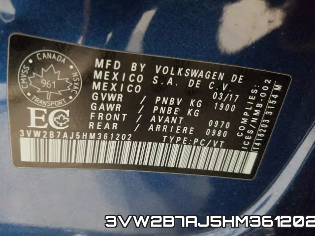 3VW2B7AJ5HM361202 фото 2