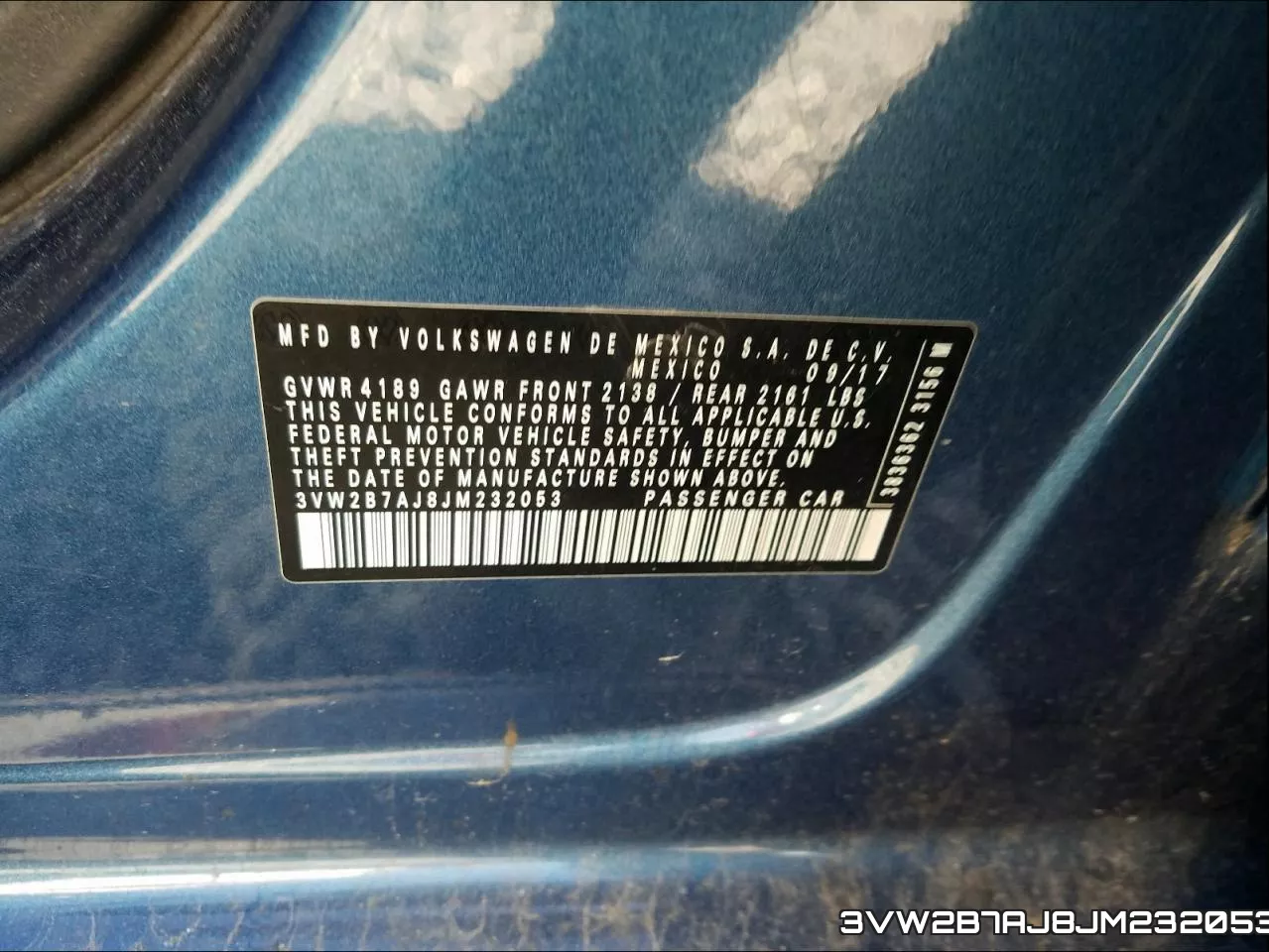 3VW2B7AJ8JM232053 фото 2