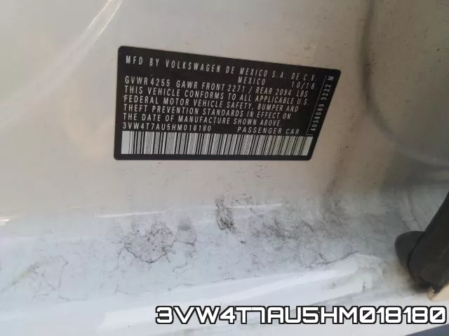 3VW4T7AU5HM018180 фото 2