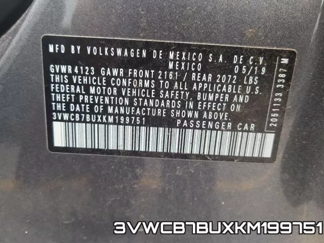 3VWCB7BUXKM199751 фото 2
