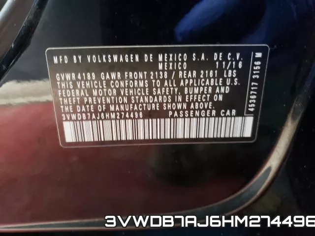 3VWDB7AJ6HM274496 фото 2