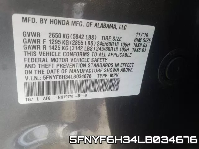 5FNYF6H34LB034676 фото 2