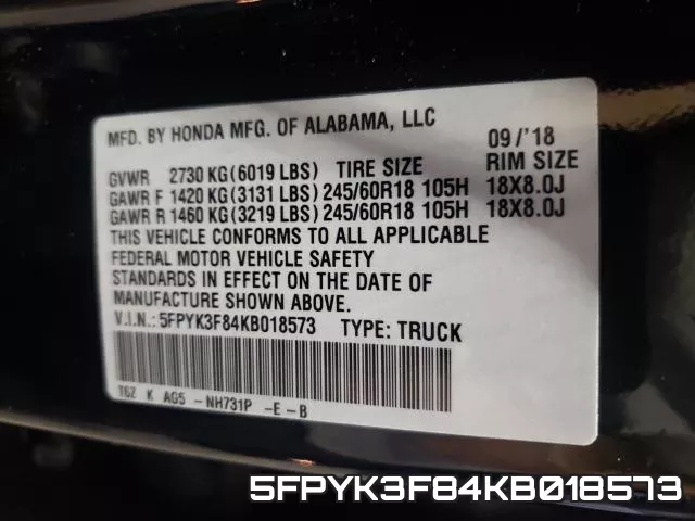 5FPYK3F84KB018573 фото 2