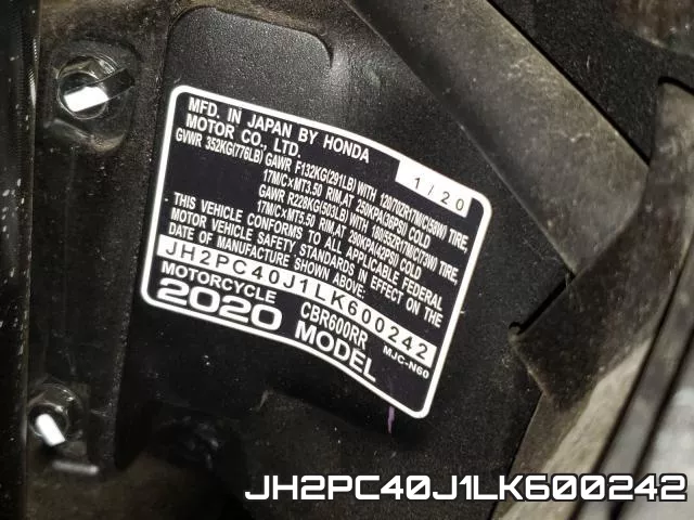 JH2PC40J1LK600242 фото 2