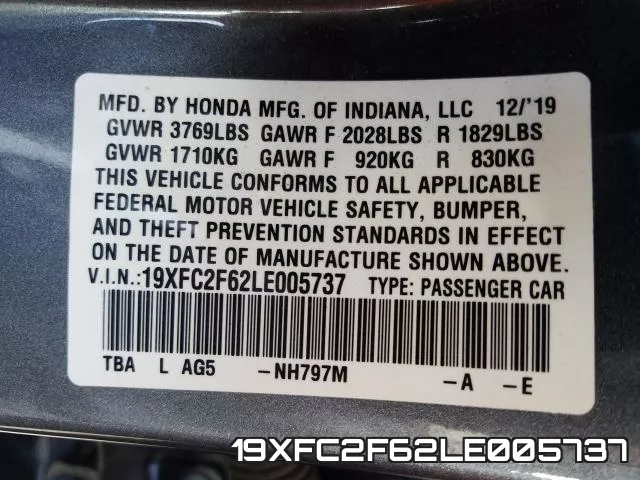 19XFC2F62LE005737 фото 2