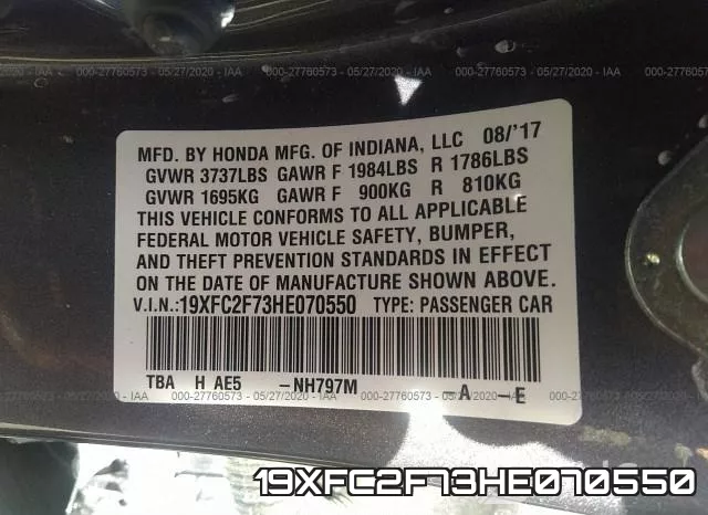 19XFC2F73HE070550 фото 10