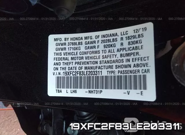 19XFC2F83LE203311 фото 10