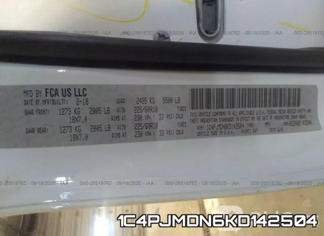 1C4PJMDN6KD142504 фото 10