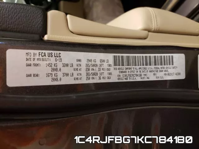 1C4RJFBG7KC784180 фото 2