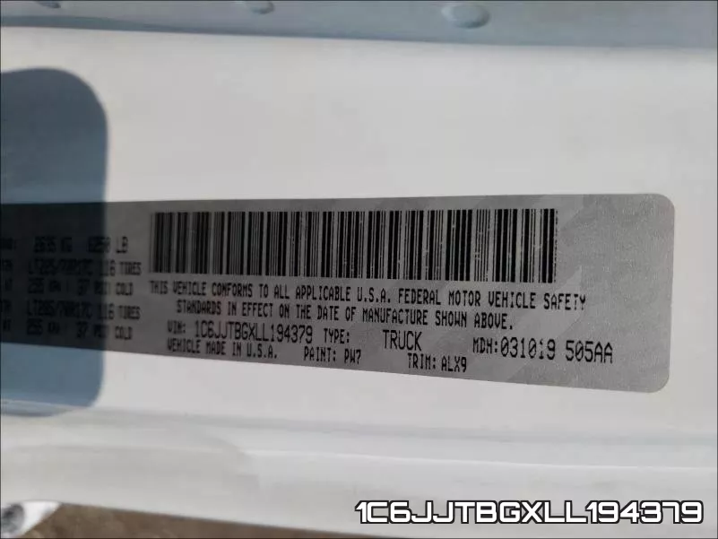 1C6JJTBGXLL194379 фото 2