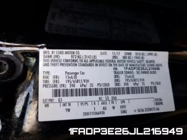 1FADP3E26JL216949 фото 2
