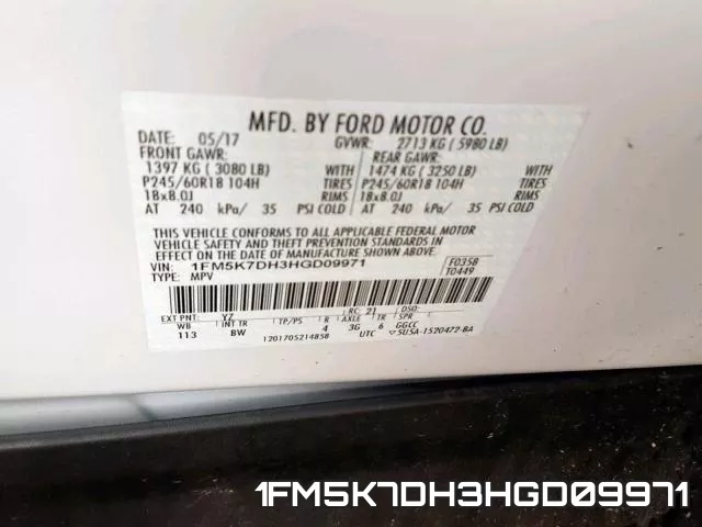 1FM5K7DH3HGD09971 фото 2