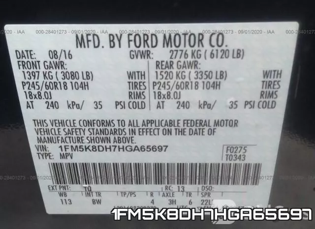 1FM5K8DH7HGA65697 фото 10
