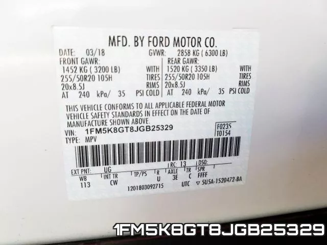 1FM5K8GT8JGB25329 фото 2