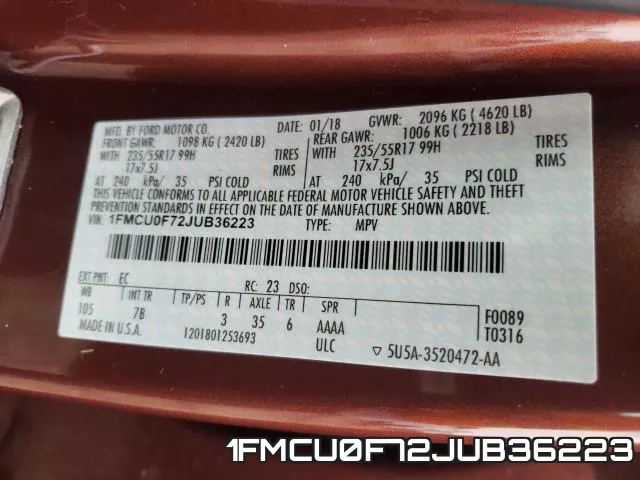 1FMCU0F72JUB36223 фото 2