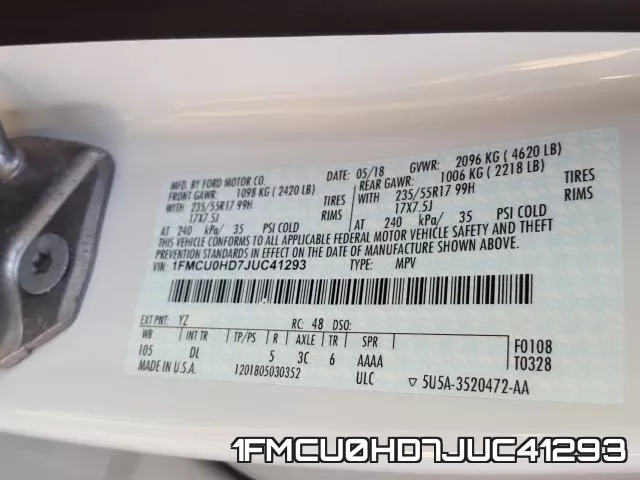 1FMCU0HD7JUC41293 фото 2