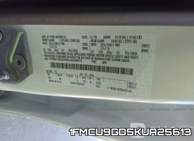 1FMCU9GD5KUA25613 фото 10
