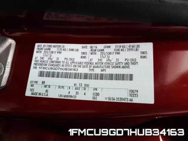 1FMCU9GD7HUB34163 фото 2